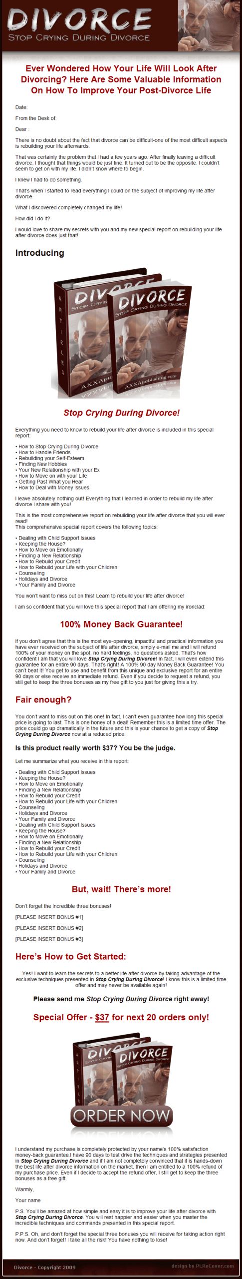 Stop Crying During Divorce PLR Ebook - Image 2