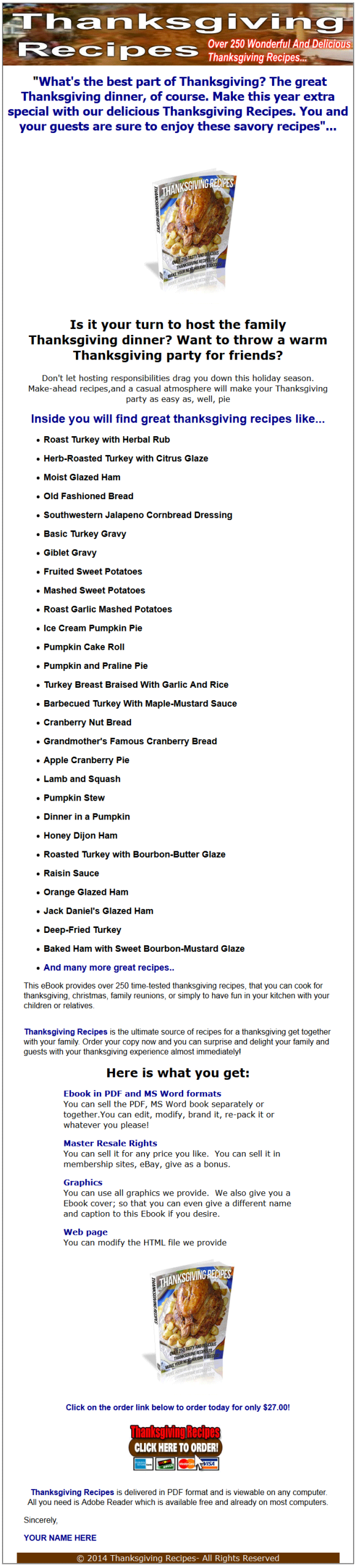 Thanksgiving Recipes PLR Ebook - Image 2