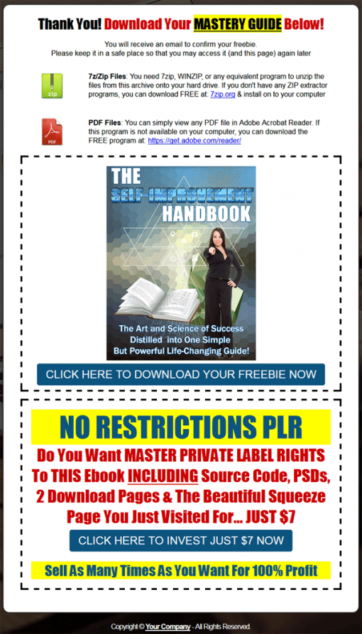 The Self Improvement Handbook PLR Ebook