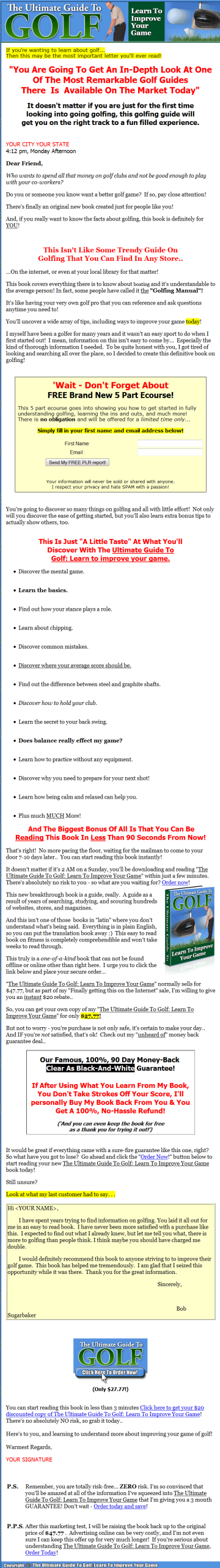 The Ultimate Guide To Golf PLR Ebook Package - Image 2