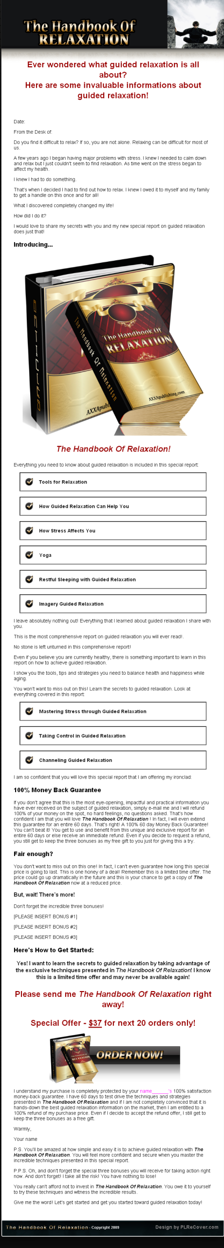 The Handbook of Relaxation PLR Ebook - Image 2