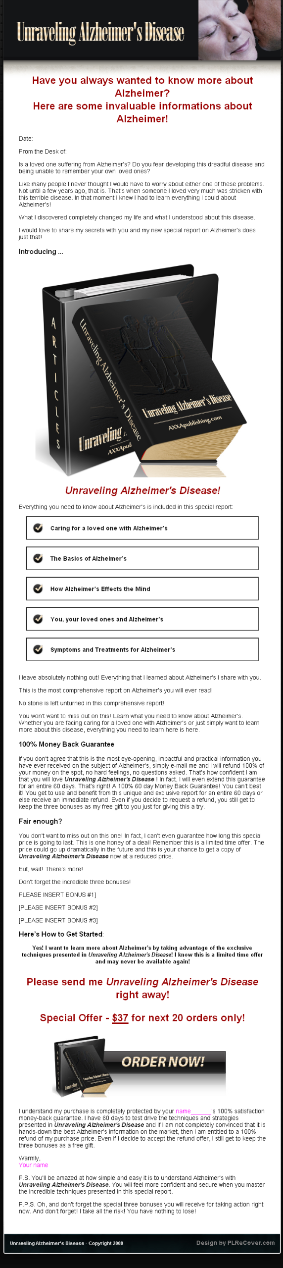 Unraveling Alzheimers Disease PLR eBook - Image 2