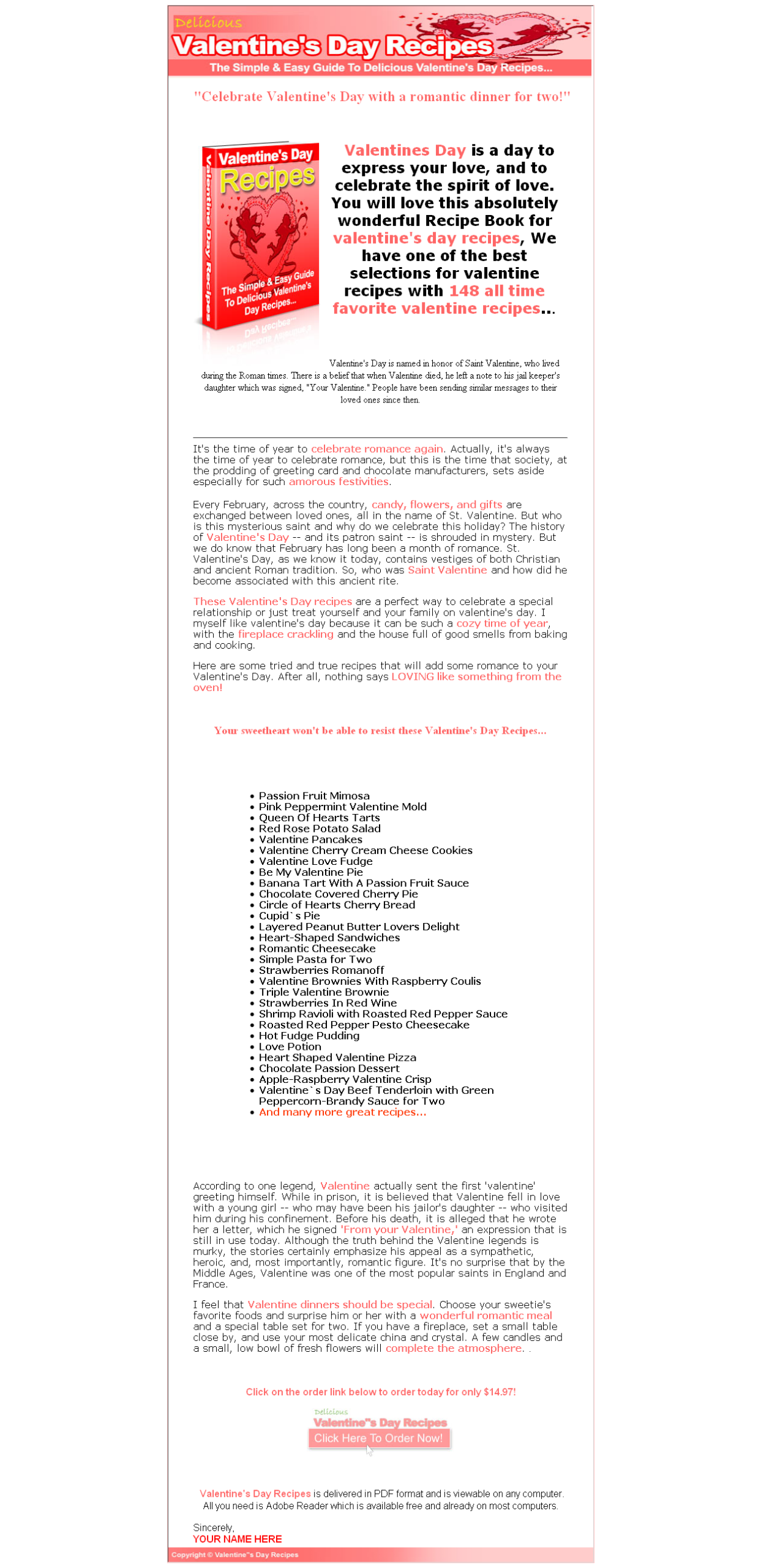 Valentines Recipes PLR eBook - Image 2