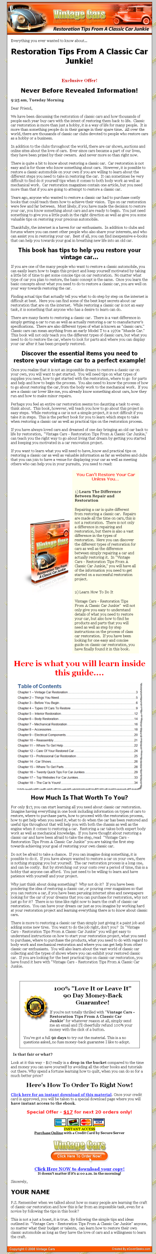 Vintage Cars PLR eBook - Image 2