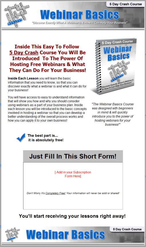 Webinar Basics PLR Autoresponder Message Series | The PLR Store