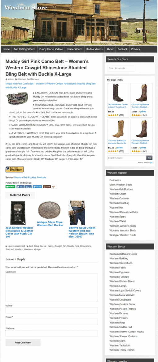 Western PLR Amazon Store Website