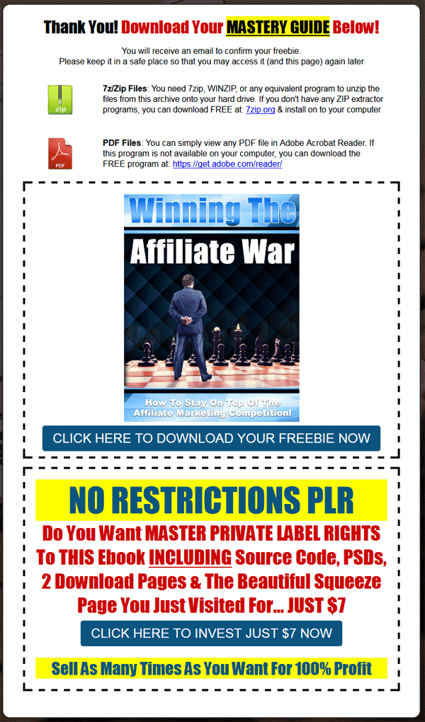 Winning The Affiliate War PLR Ebook with Private Label Rights