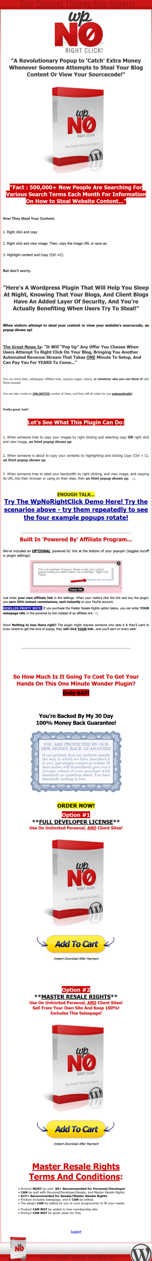 Wordpress No Right Click Plugin MRR - Image 2
