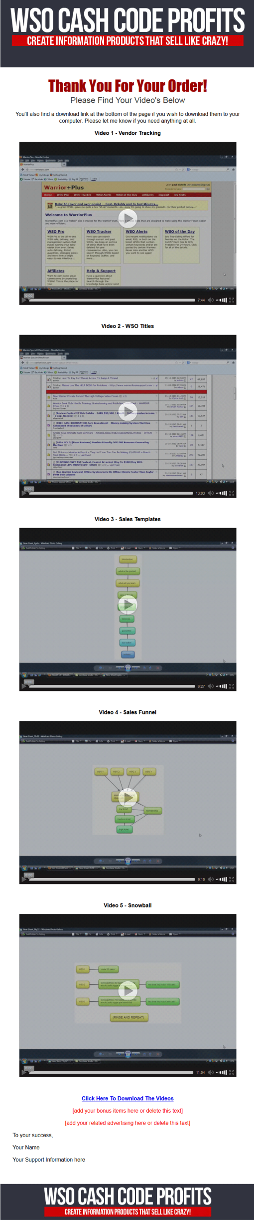 WSO Cash Code Profits PLR Video Package | The PLR Store