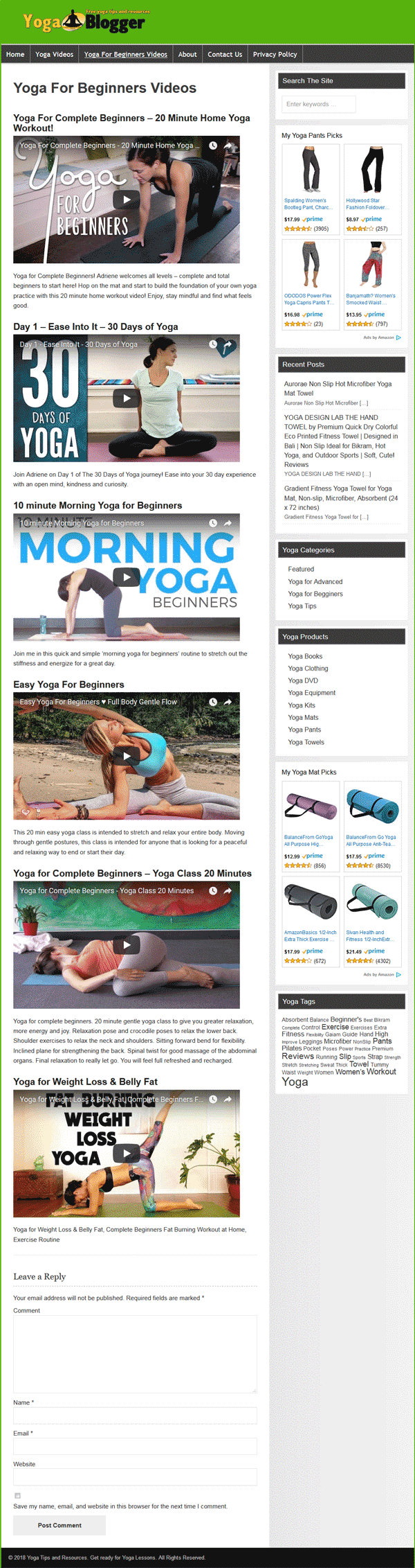 Yoga Fitness PLR Website and Amazon Store