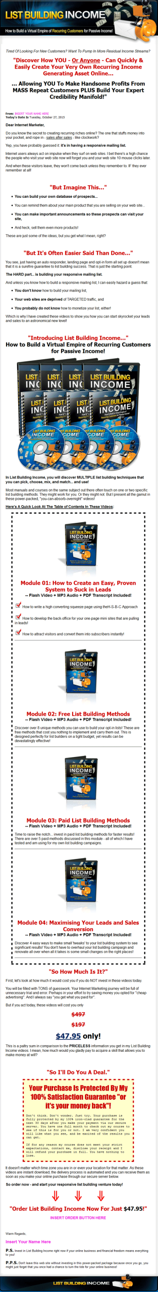 Listbuilding Income MRR Package - Image 2
