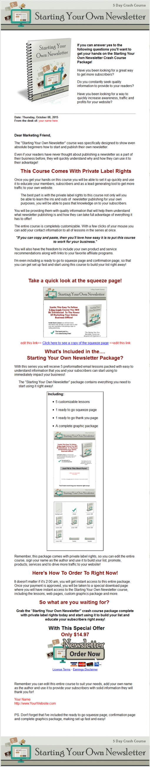 Start Your Own Newsletter PLR Autoresponder Messages | The PLR Store