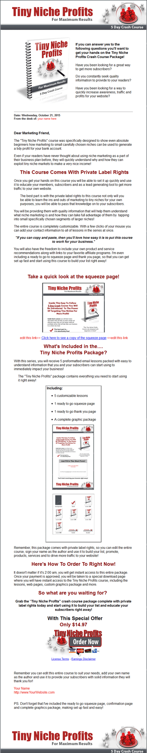 Tiny Niche Profits PLR Autoresponder Messages - Image 4