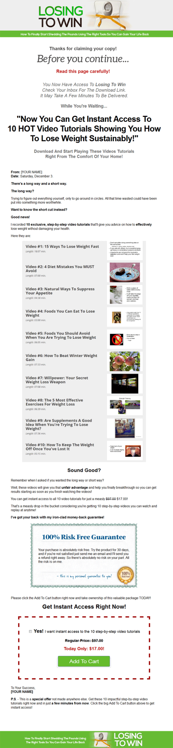 losing to win weight loss ebook
