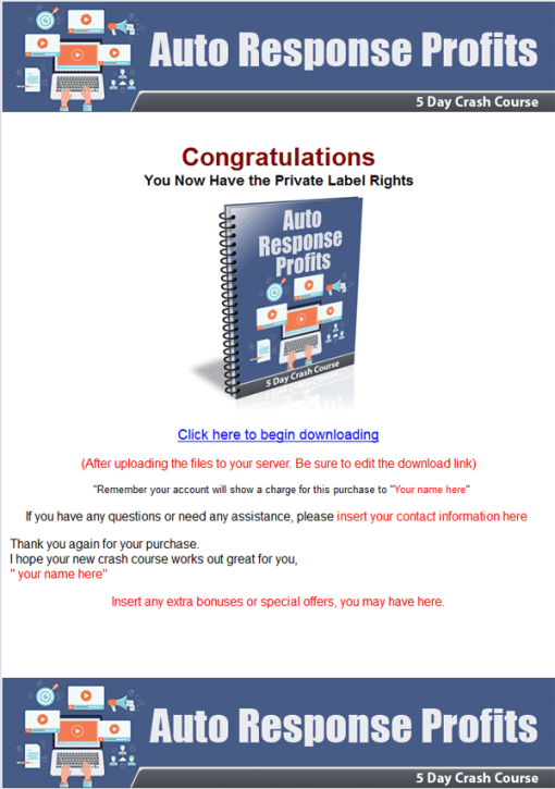 Autoresponder Profits PLR Autoresponder Message Package | The PLR Store