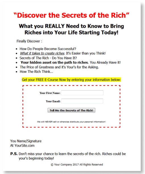 Secrets of the Rich PLR Autoresponder Messages | The PLR Store