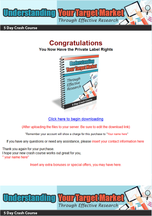 Understand Your Target Market PLR Autoresponder Messages | The PLR Store