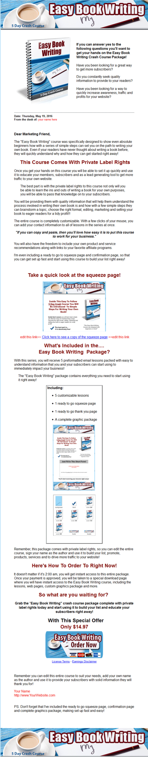 easy book writing plr autoresponder messages