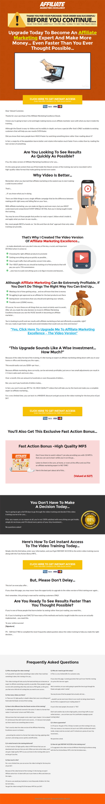 affiliate marketing excellence ebook and videos