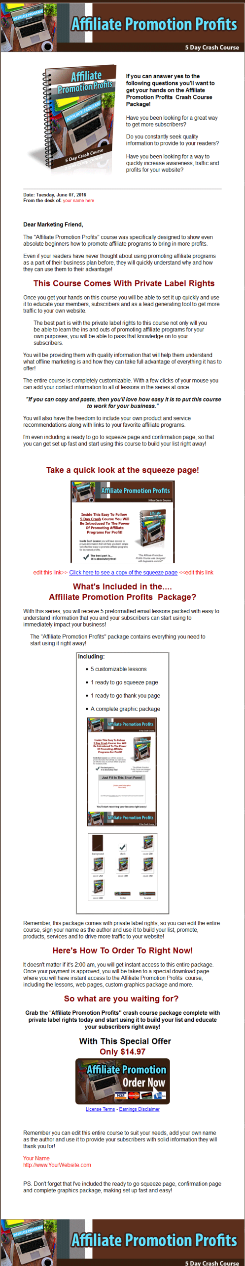 affiliate marketing plr autoresponder messages