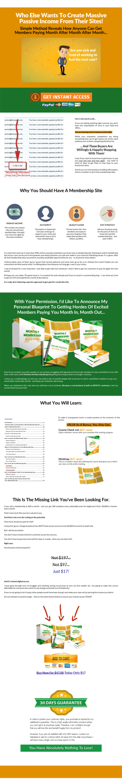 monthly membership blueprint ebook and videos