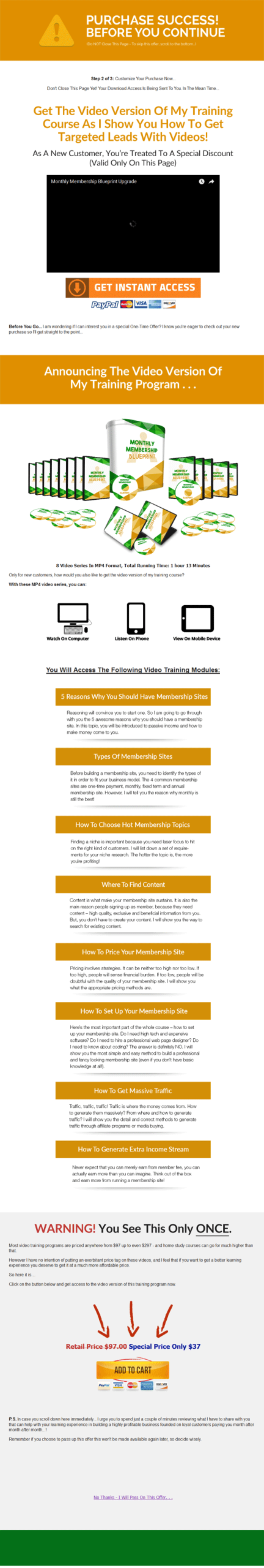 monthly membership blueprint ebook and videos
