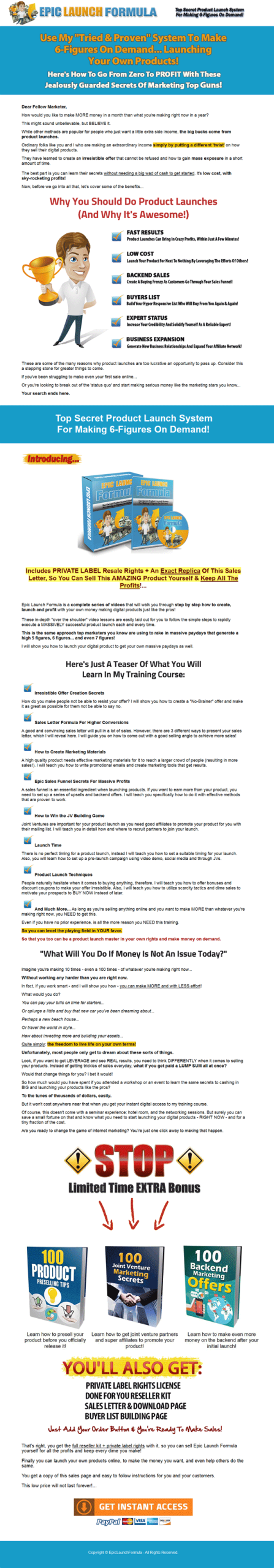 epic product launch plr ebook and videos