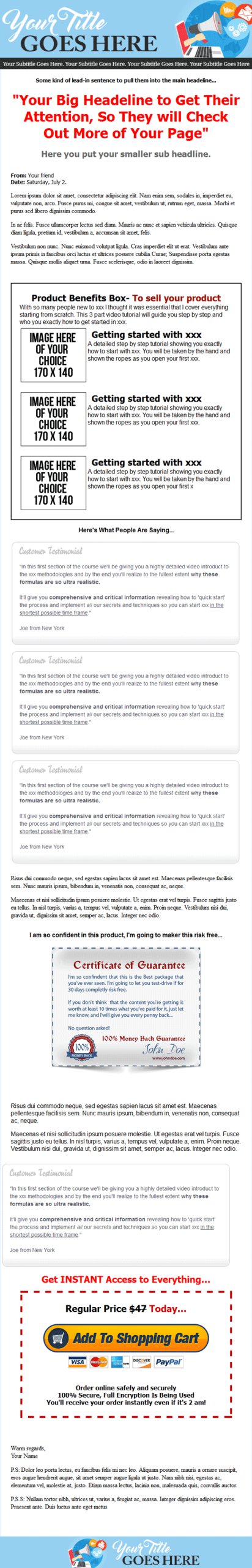 light blue salespage squeeze page template