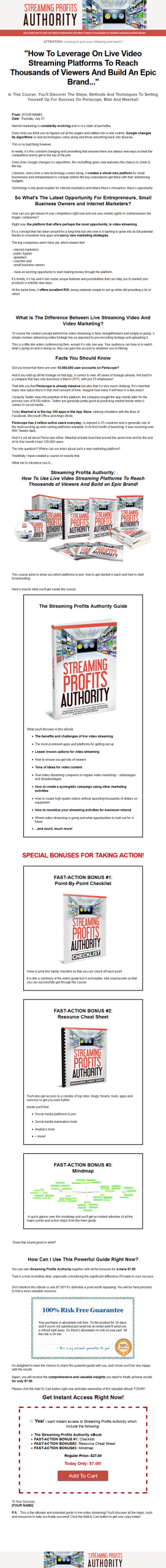 video streaming profits ebook and videos