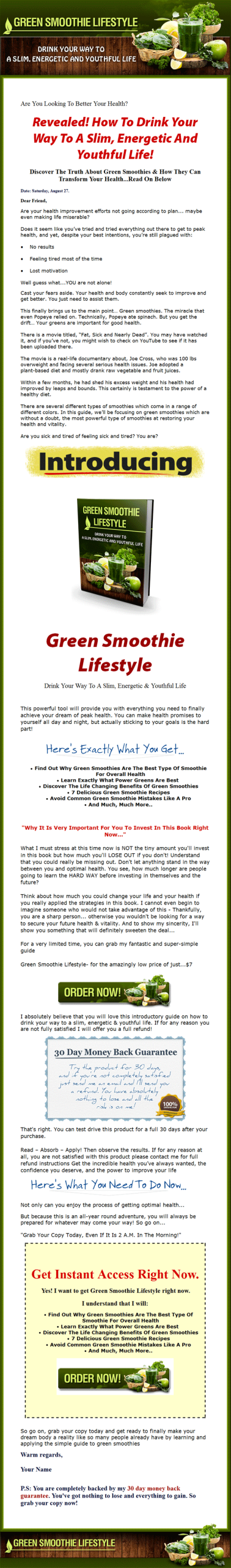 green smoothies lifestyle ebook