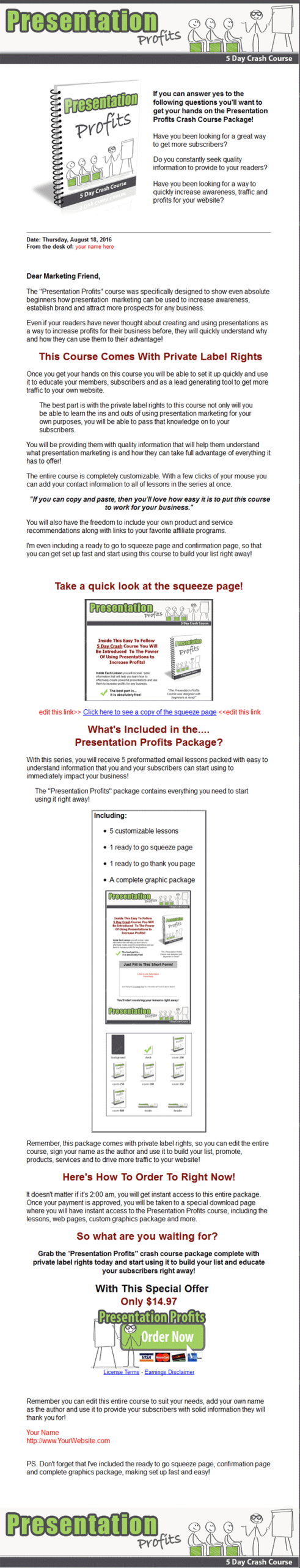 presentation profits plr email messages