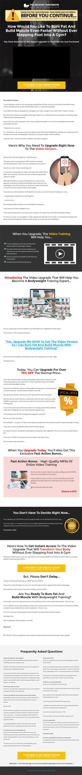 total body weight transformation ebook and videos