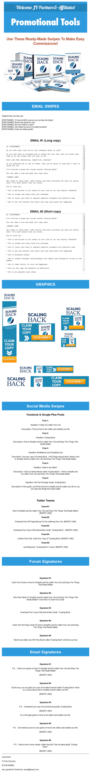 scaling back ebook and videos