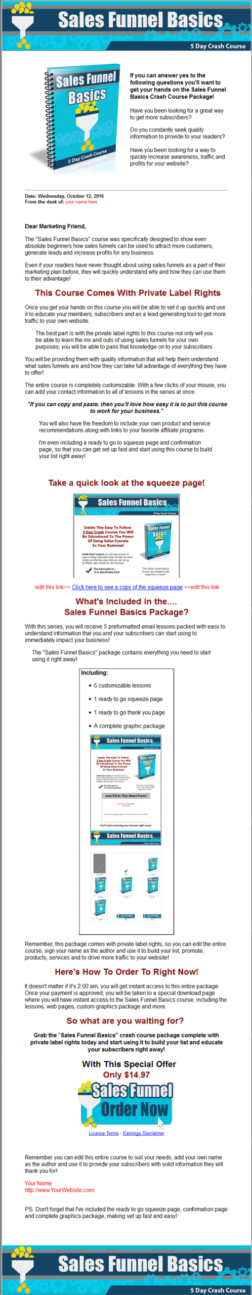 Sales Funnel Basics PLR Autoresponder Messages - Image 4