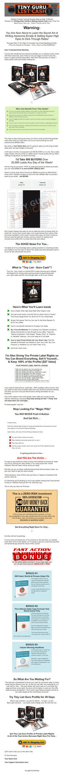 tiny list guru cash plr ebook and videos