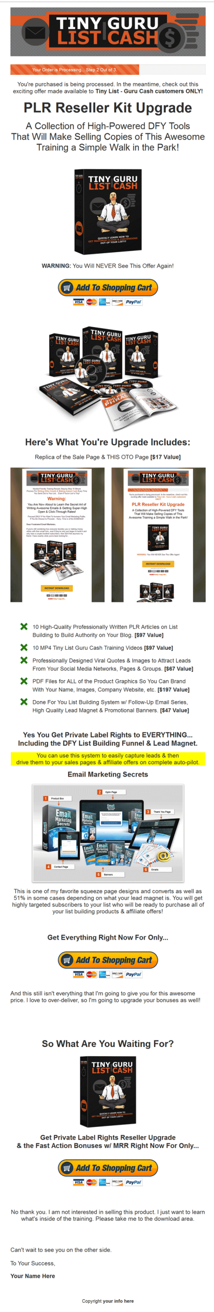 tiny list guru cash plr ebook and videos