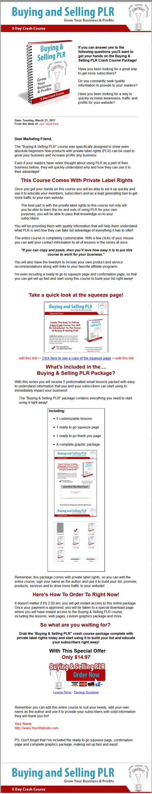 buying and selling plr autoresponder messages