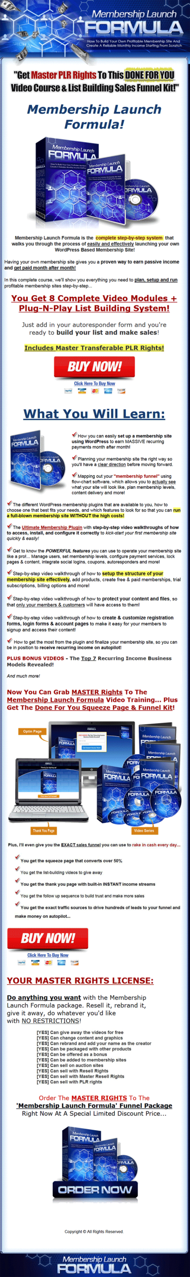 membership site launch formula plr videos