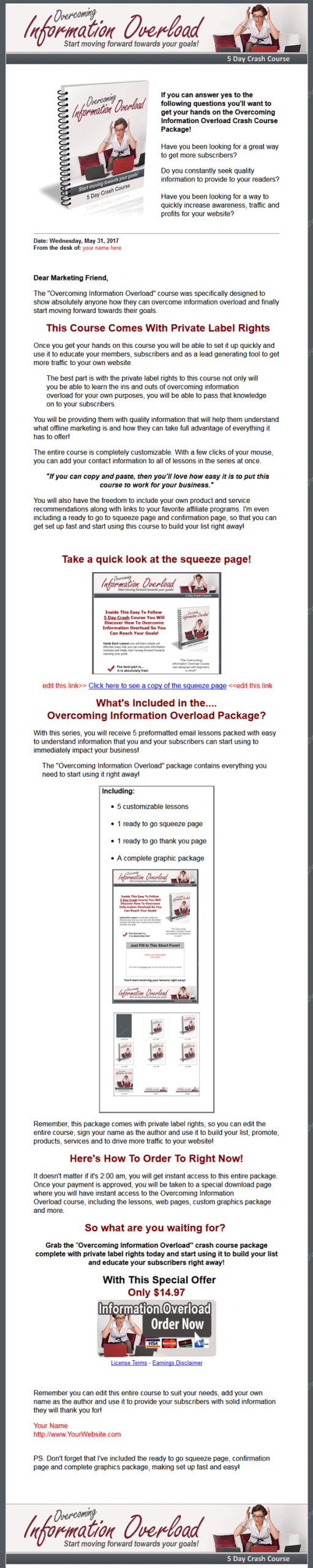 overcome information overload plr autoresponder messages