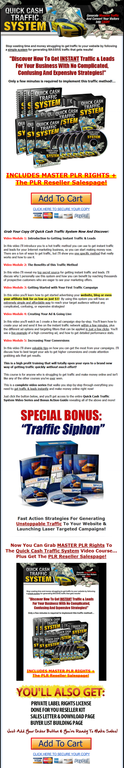quick cash traffic system plr videos