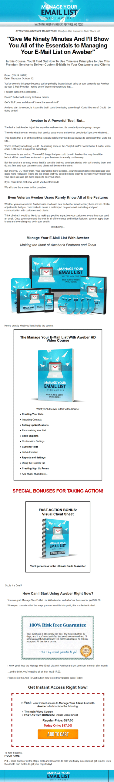manage your aweber email list videos