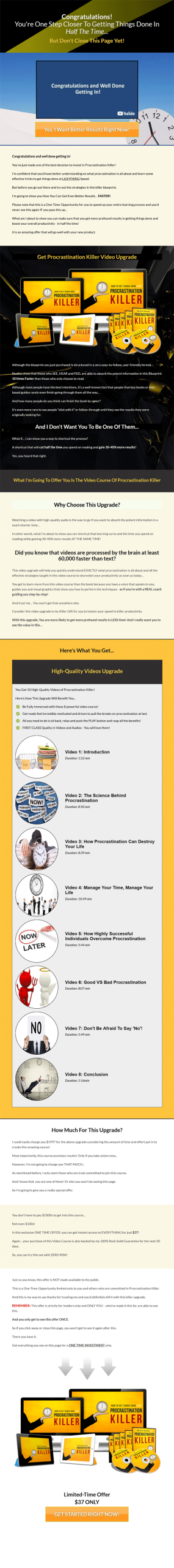procrastination killer ebook and videos