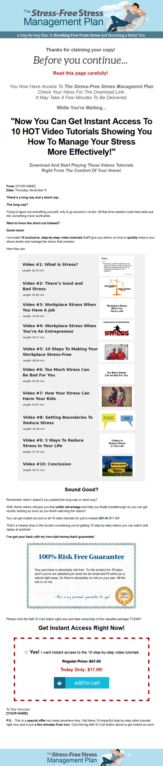 stress management plan ebook and videos