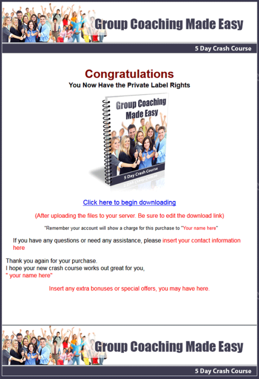 Group Coaching PLR Autoresponder Messages | The PLR Store