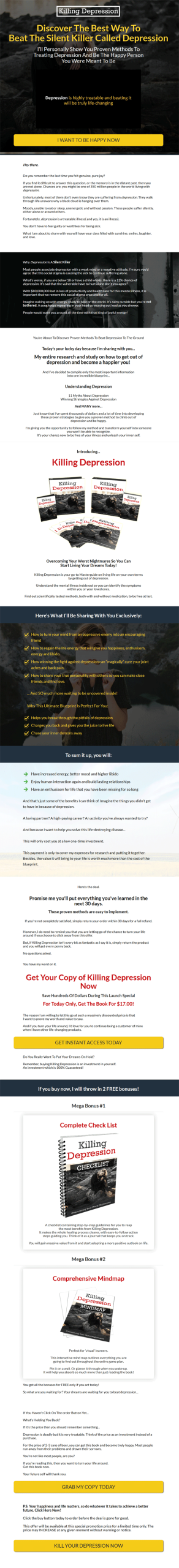 killing depression ebook mrr