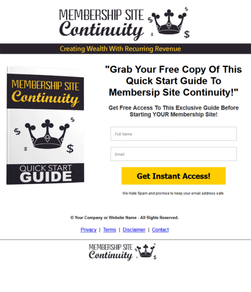 Membership Site Continuity Lead Generation Package MRR | The PLR Store