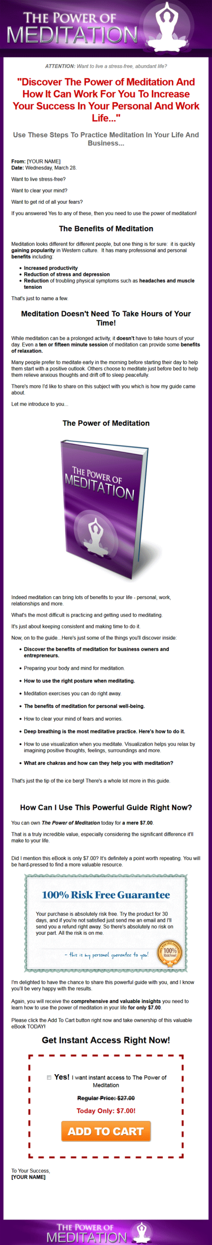 Power Of Meditation Ebook MRR
