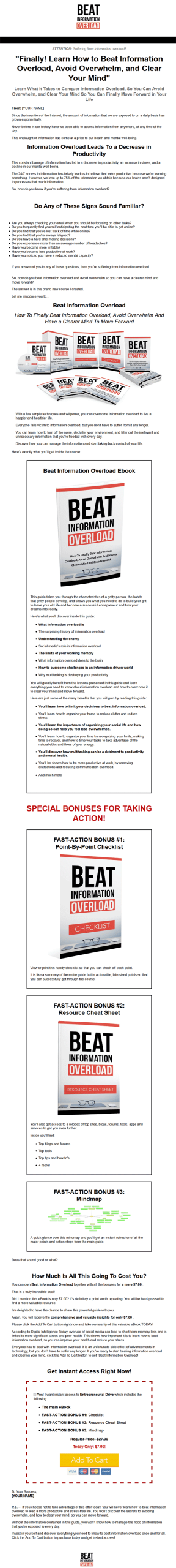 Beat Information Overload Ebook and Videos MRR - Image 2