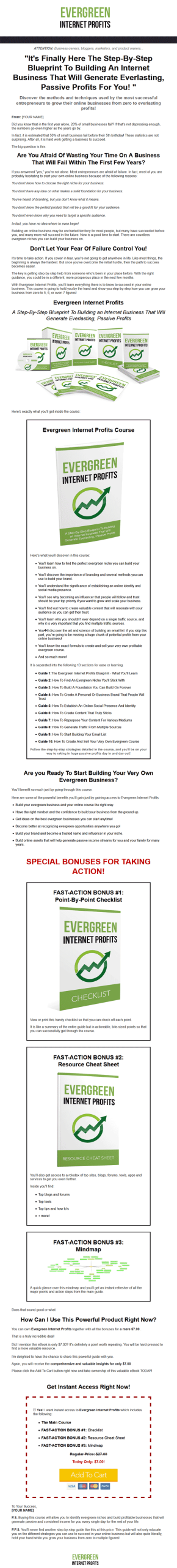 Evergreen Internet Profits Ebook and Videos MRR