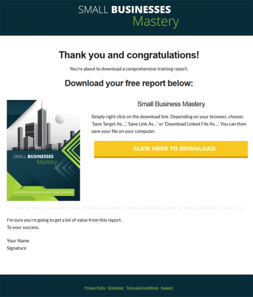 Small Business Mastery PLR Report